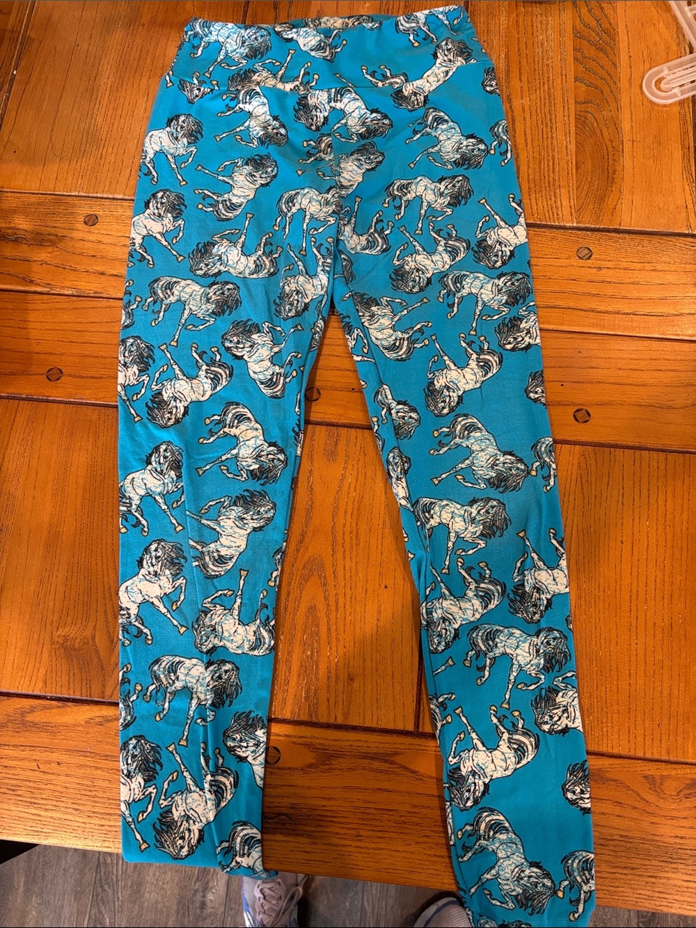 LuLaRoe Teal Horse Pattern Kids Leggings